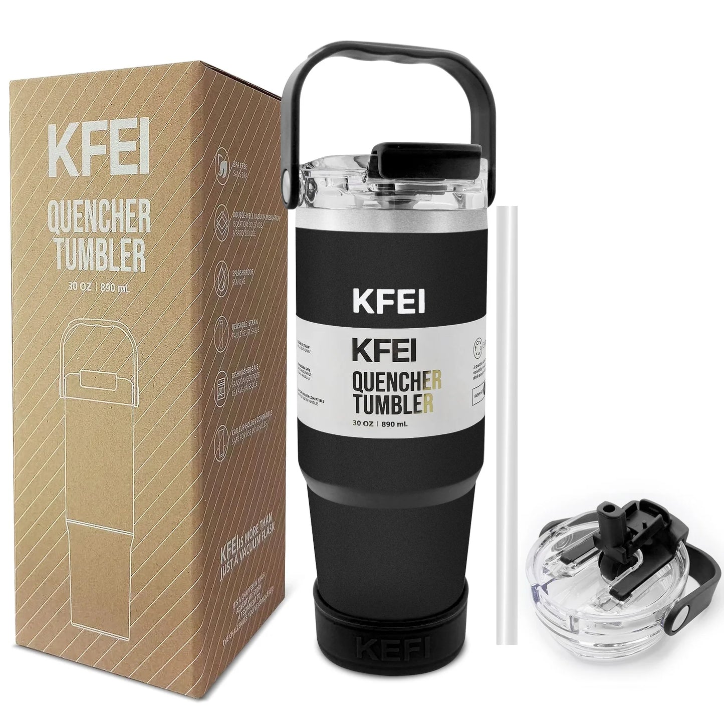 1PCS 30oz Solid Color Double Wall Stainless Tumbler, with Lid And Straw, Keep Warm 12h And Ice 24h, Insulated, Outdoor Stainless by S And B Enterprise