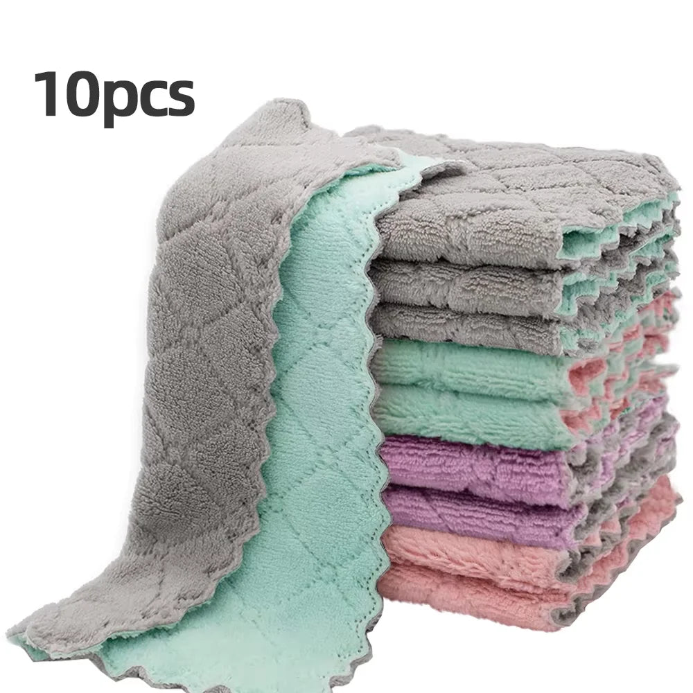 Soft Absorbent Cleaning Rags 10 Pack Reusable Dishcloths Quick Drying by S And B Enterprise
