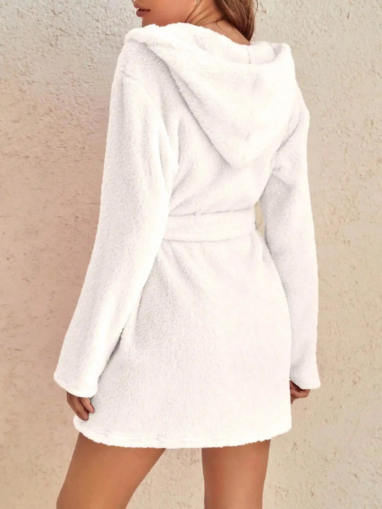 Women's Hooded Fleece Robe With Belt For Cozy Winter Home by S And B Enterprise