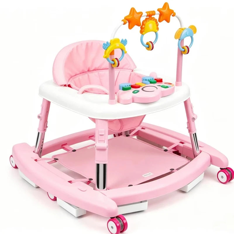 5 in 1 Baby Walker by S And B Enterprise, pink foldable learning walker with musical toy bar and adjustable height