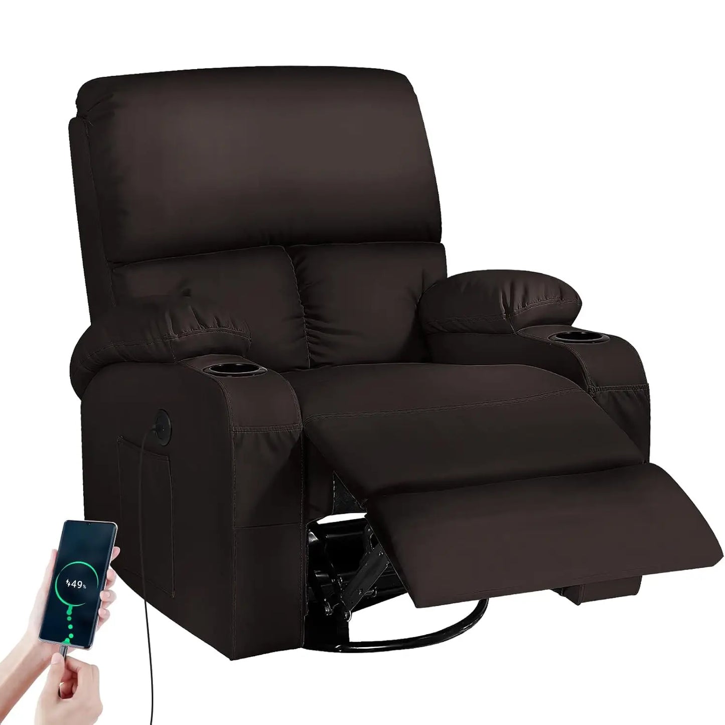 Rocking Recliner Chair With Massage And Heat 360 Swivel by S And B Enterprise