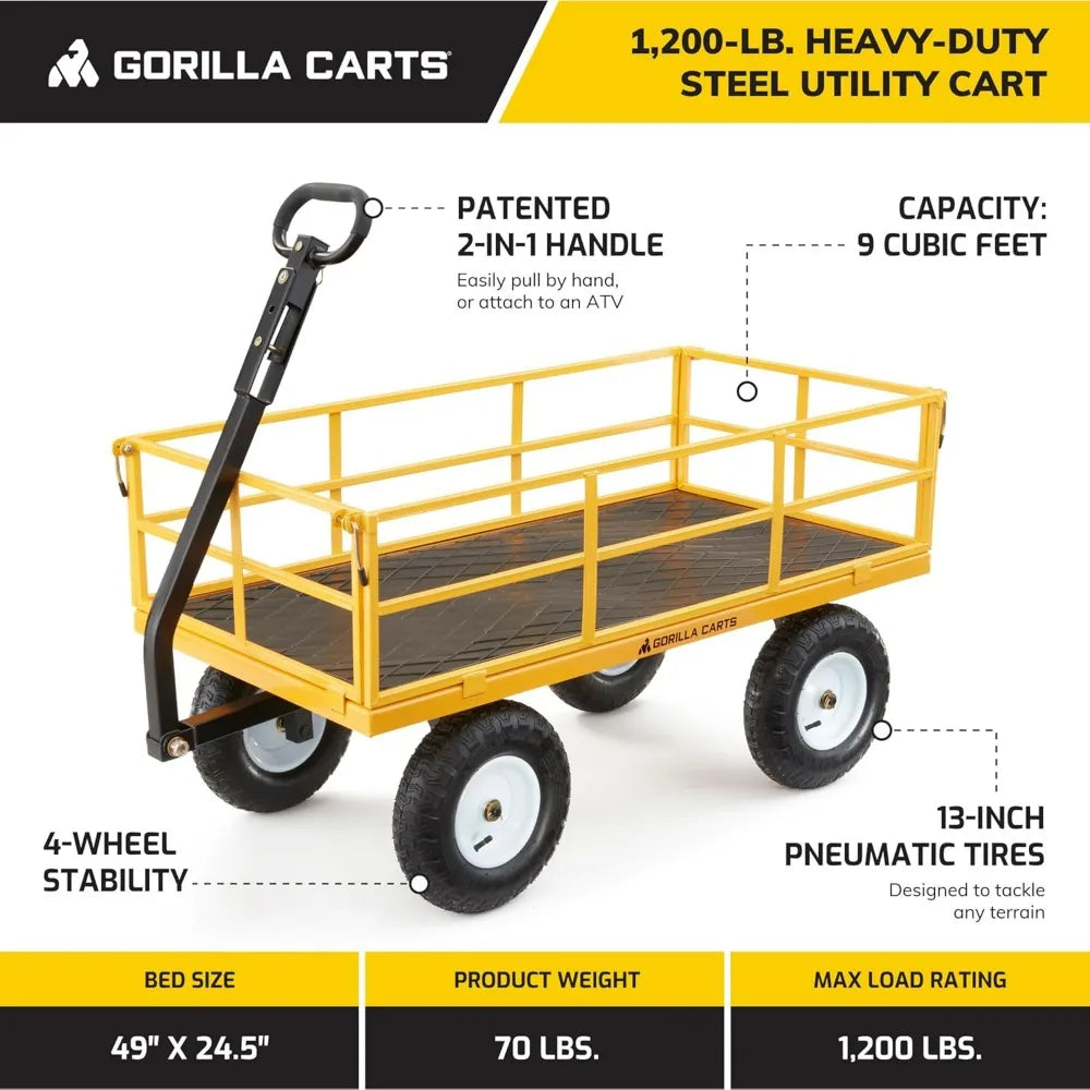 Heavy Duty Utility Cart All Terrain Garden Wheelbarrow Wagon