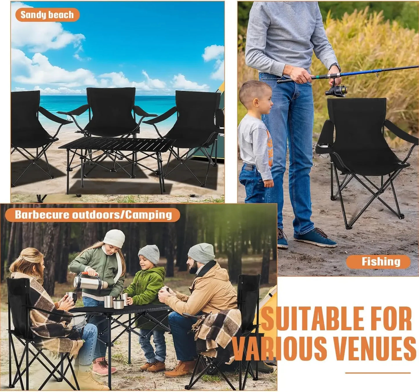 Five Piece Portable Camping Chair And Folding Table Set