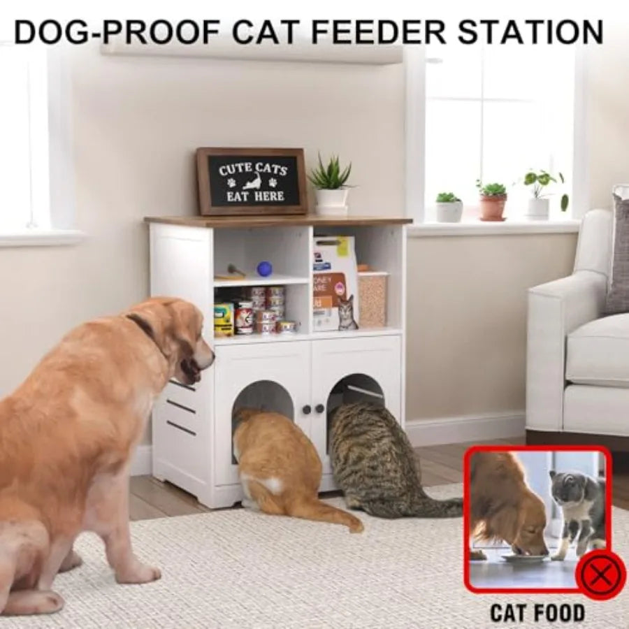 Cat Feeding Station Cabinet For Microchip Feeder Dog Proof Design