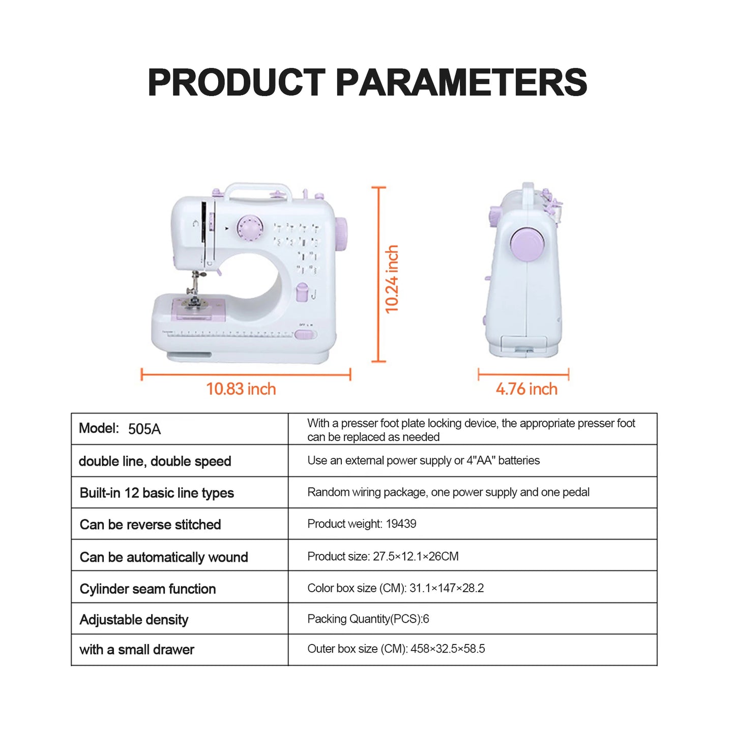 12 Stitch Mini Electric Sewing Machine for Home Use by S And B Enterprise