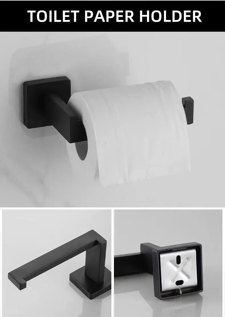Toilet Paper Holder Towel Bar Set Stainless Steel 5Pcs