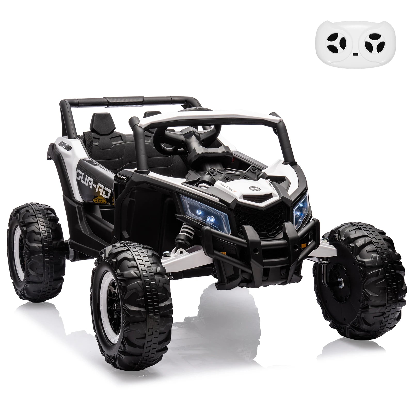 S And B Enterprise 24V two-seat ride-on UTV with remote control, dual 200W motors, metal frame, LED lights
