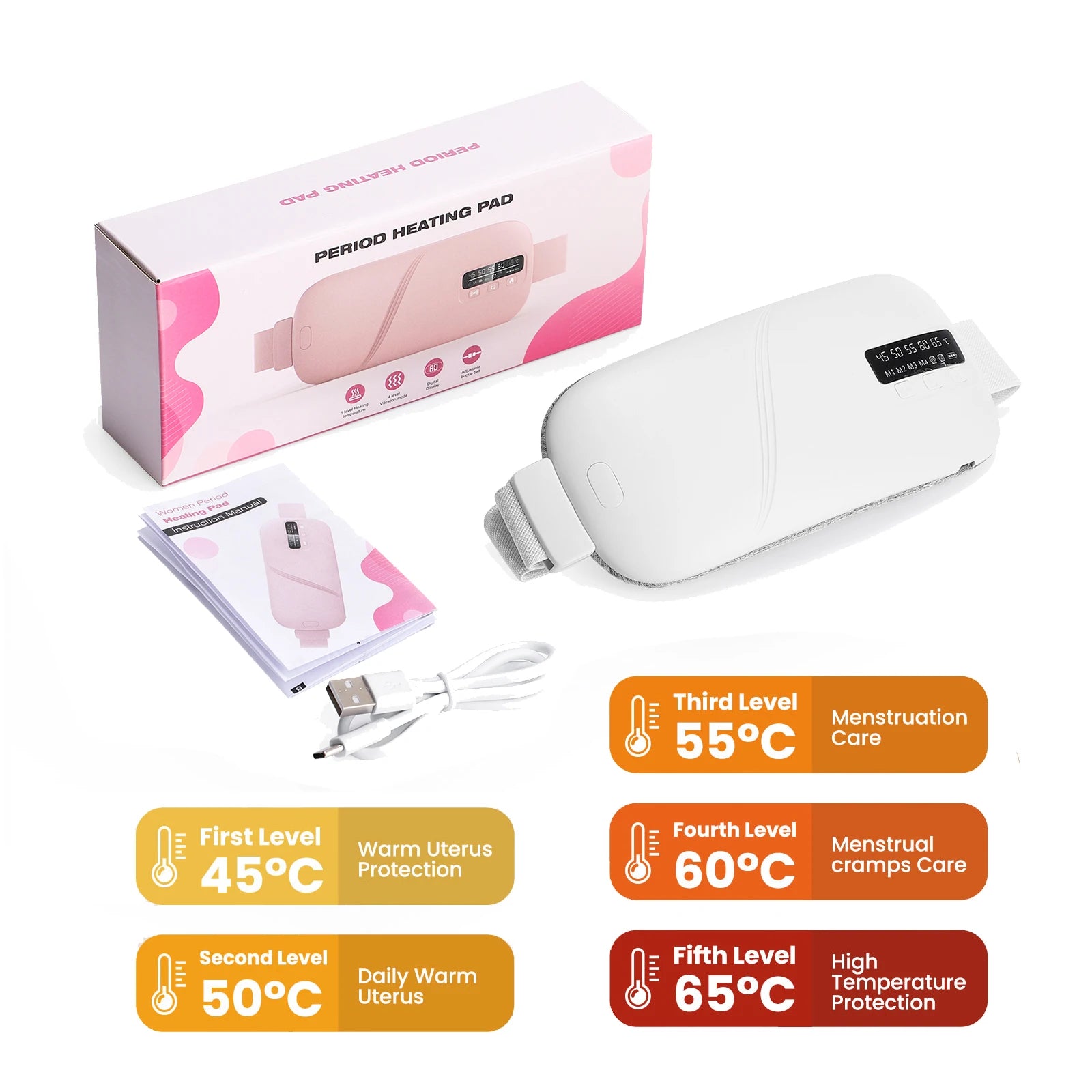 AGDOAD USB Menstrual Heating Pad With Abdominal Vibration Massager by S And B Enterprise