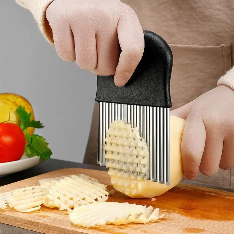 Stainless Steel Wave Knife Potato Cutting French Fry Knife Kitchen Cutter Wolf Fang Tool Potato Knife for Cutting Vegetables by S And B Enterprise