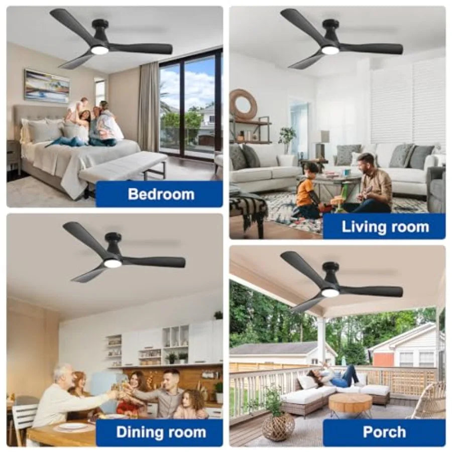 Ceiling Fan With Lights Three Blade Flush Mount Low Profile Dimmable by S And B Enterprise