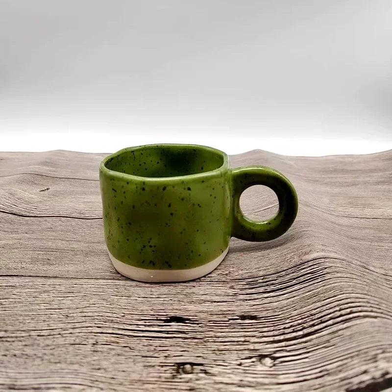Porcelain Ceramic Mugs Ring Handle Korean Style Irregular Splash Ink