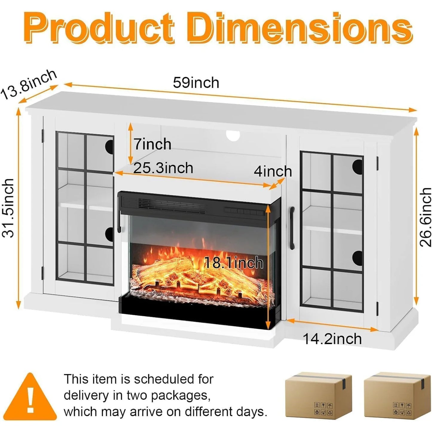 Adoolla Farmhouse Electric Fireplace TV Stand With Storage