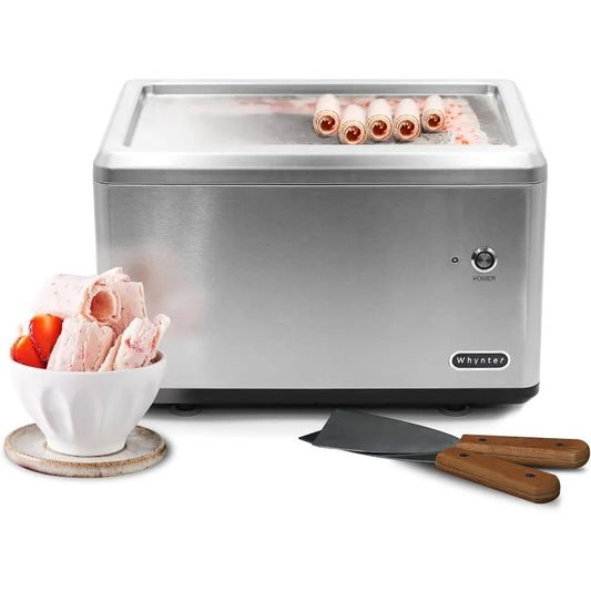 Stainless Steel Rolled Ice Cream Maker With Compressor