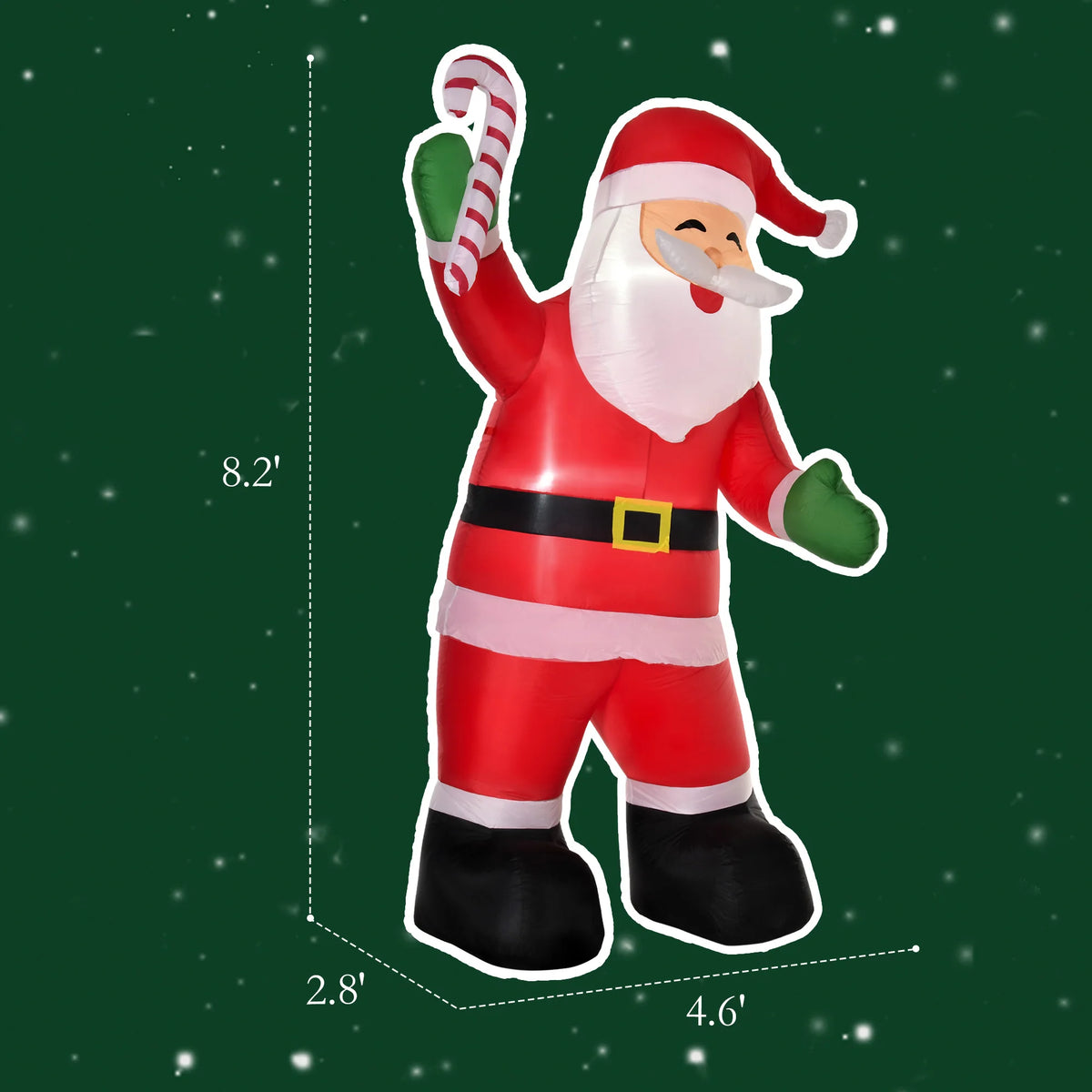 8-foot Christmas inflatable Santa Claus with candy cane decor, outdoor LED lights by S And B Enterprise