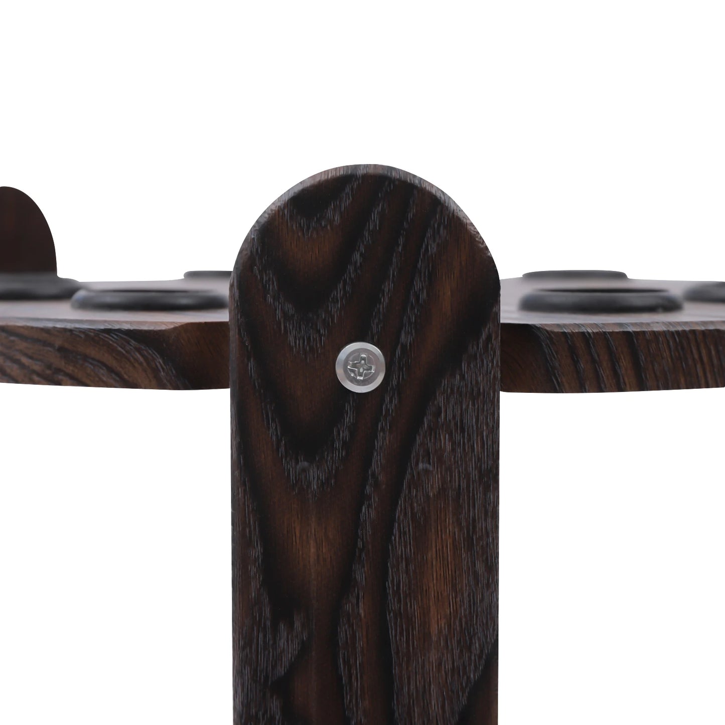 Wood billiard cue rack with 9-hole corner floor stand in dark brown finish by S And B Enterprise