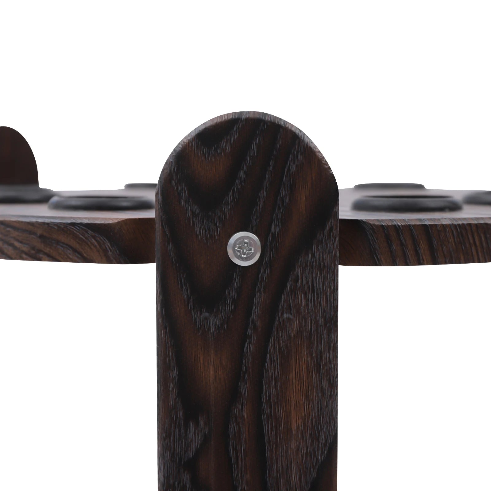 Wood billiard cue rack with 9-hole corner floor stand in dark brown finish by S And B Enterprise