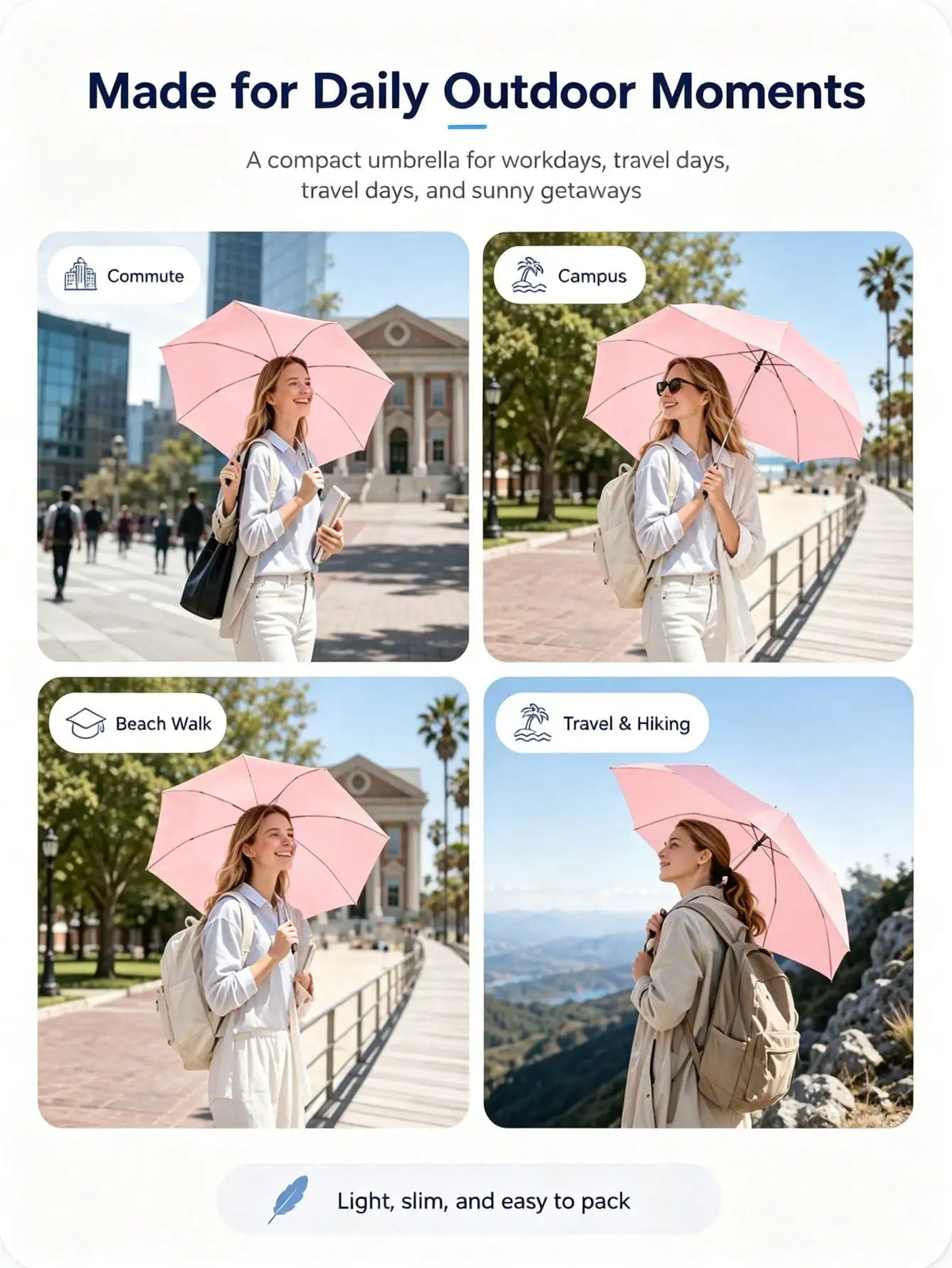 Fashionable Pencil Umbrella, UV Protection, Ultra-Lightweight Slim Mini Travel Umbrella, Women's Stylish Compact Foldable Pocket Umbrella, UPF 50+ Sun Protection, Suitable For Rainy Days, Backpack, Handbag, Commuting, Beach,