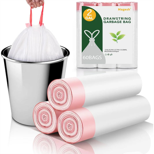 Drawstring Trash Bags 60 Count 4 Rolls For Bathroom Kitchen by S And B Enterprise