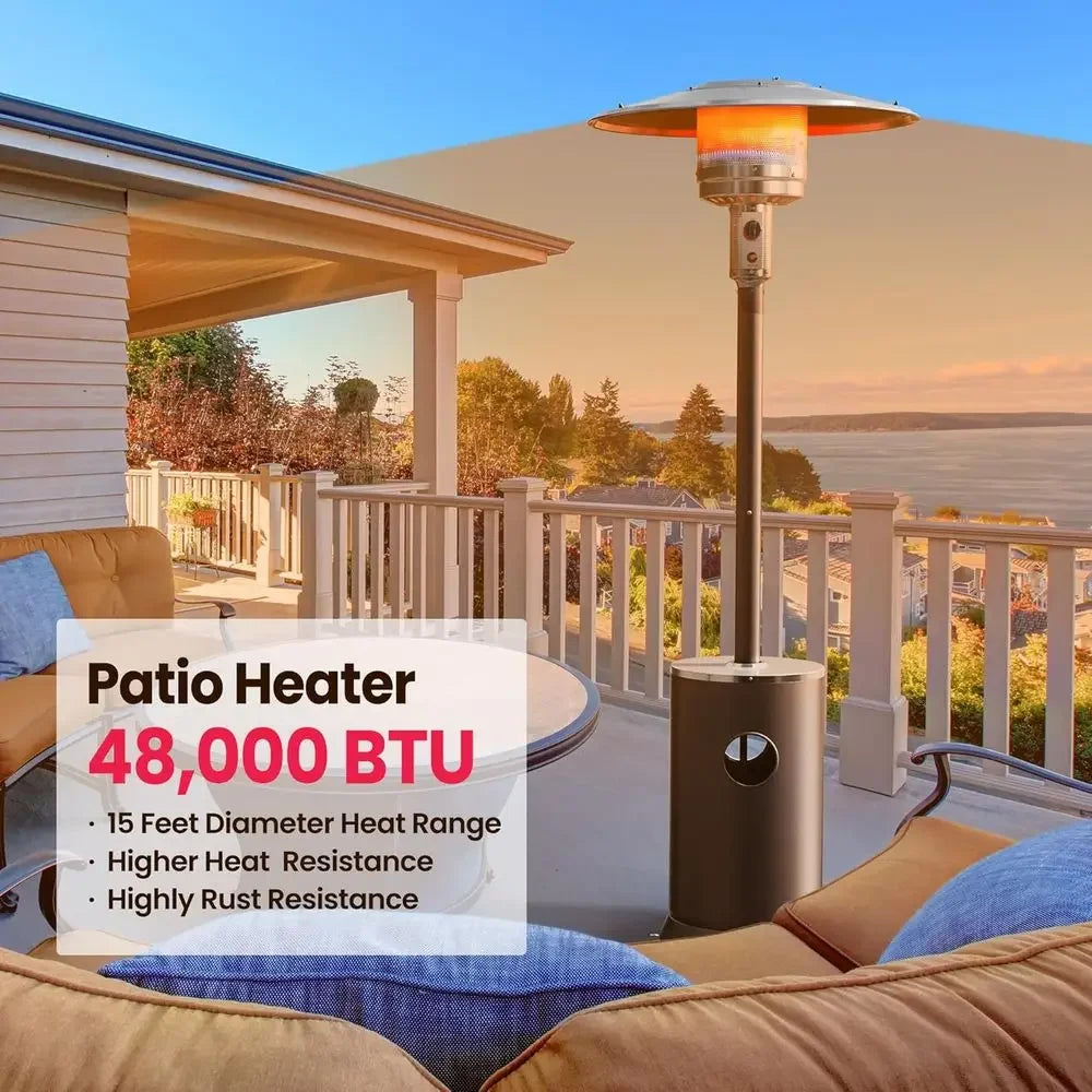 Dual-Purpose Outdoor Propane Patio Heater With Weather-Resistant Cover