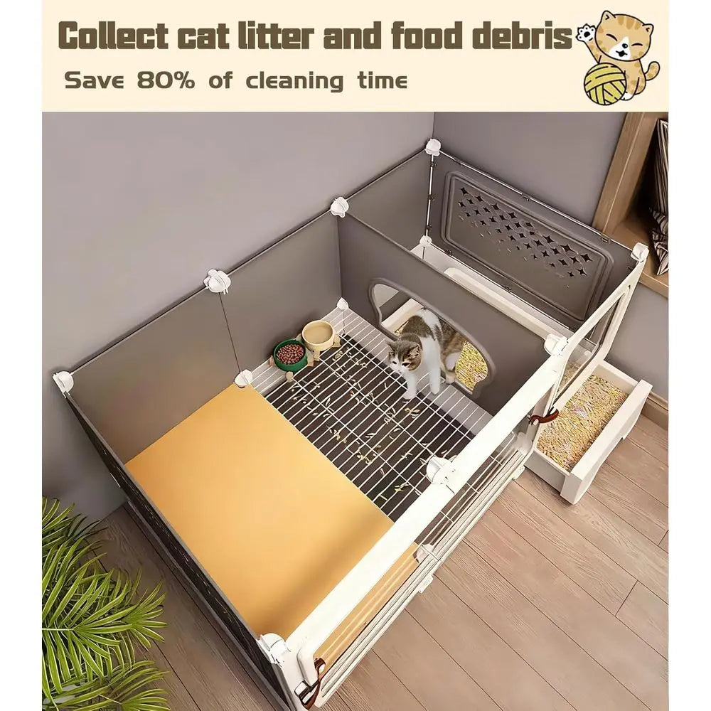 Expandable Metal Cat Enclosure With Litter Box And Clear Door by S And B Enterprise