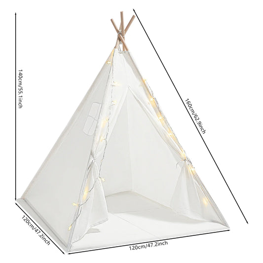 Bymaocar Modern Kids Teepee Tent With LED Lights Foldable