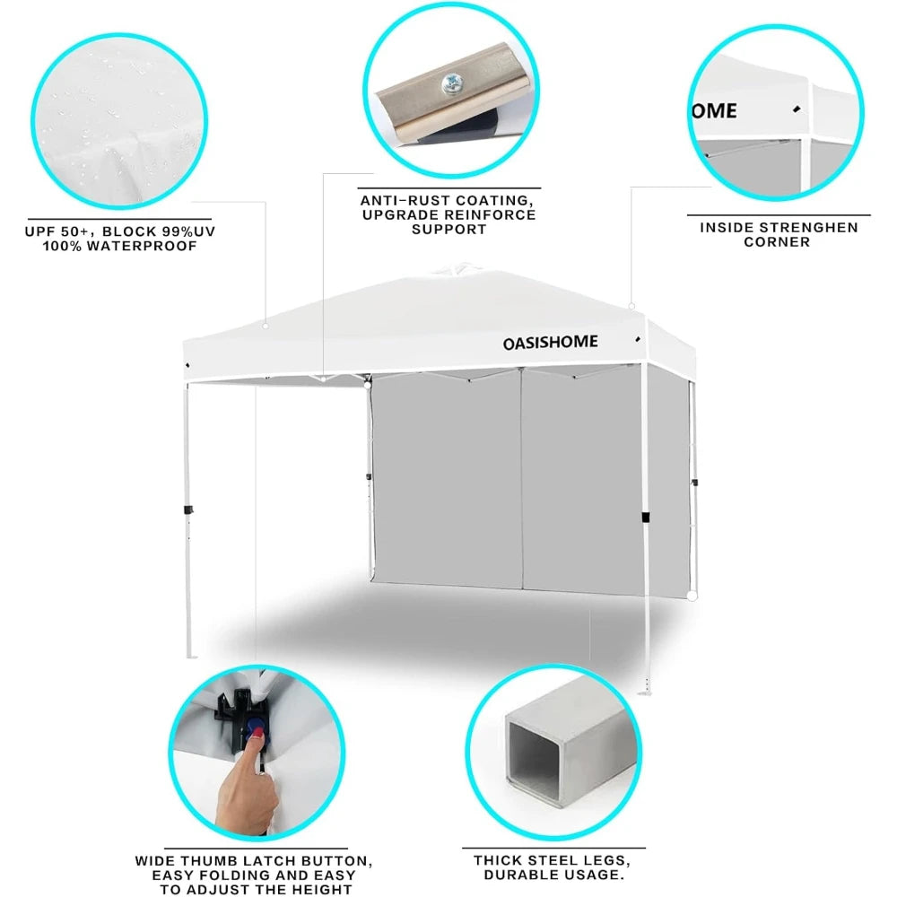 Pop Up Canopy Tent With Side Wall For Outdoor Events