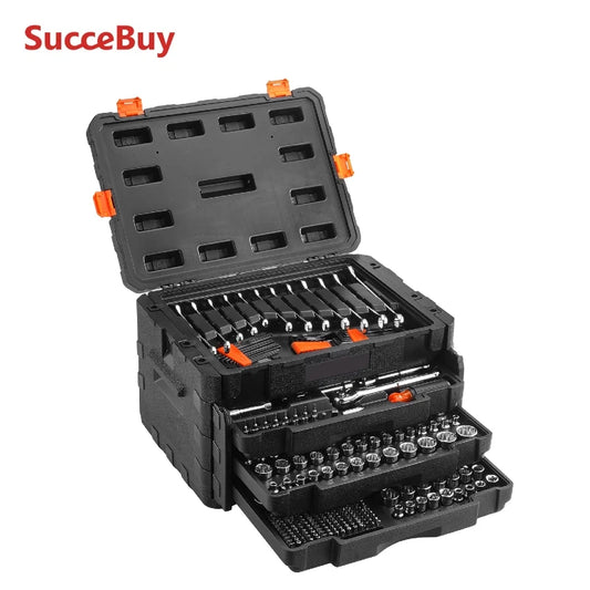SucceBuy 450-Piece Mechanics Tool Set SAE And Metric Sockets by S And B Enterprise