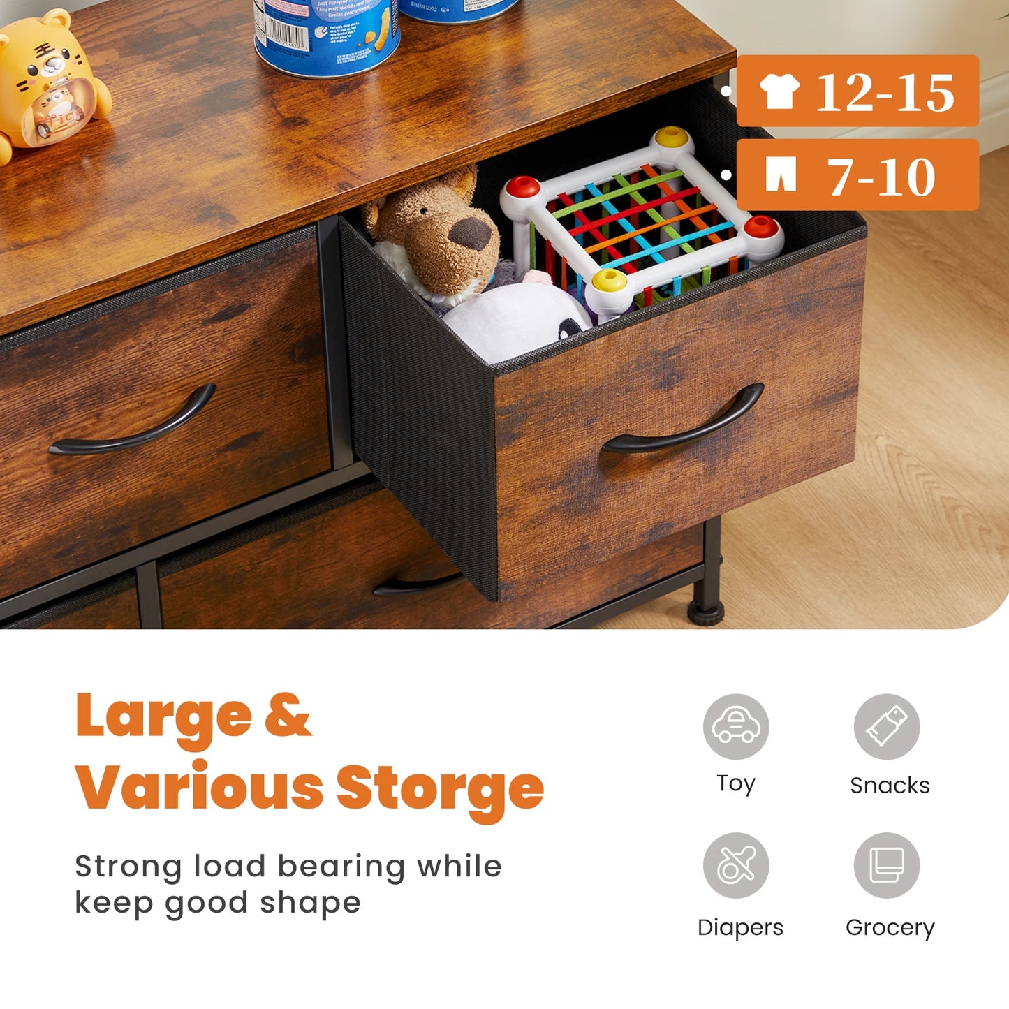 JHK Shoe Cabinet Dresser With 5 Fabric Drawers Toy Storage TV Stand Multilayer Shoe Rack Space Saving Cabinet Of Home Furniture by S And B Enterprise