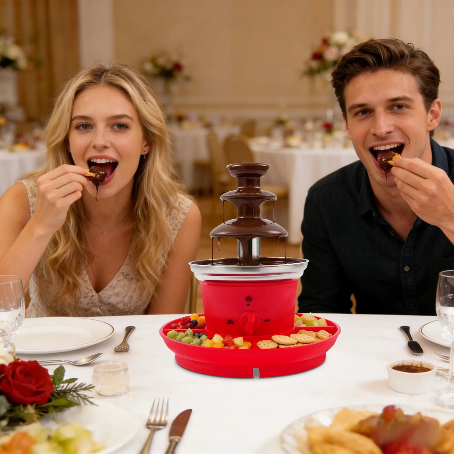 Chocolate Fondue Fountain 40W Stainless Steel 3 Tier by S And B Enterprise