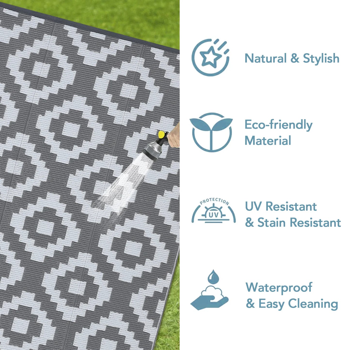 StudysetCN Outdoor Geometric Plastic Straw Rug Waterproof Patio Mat