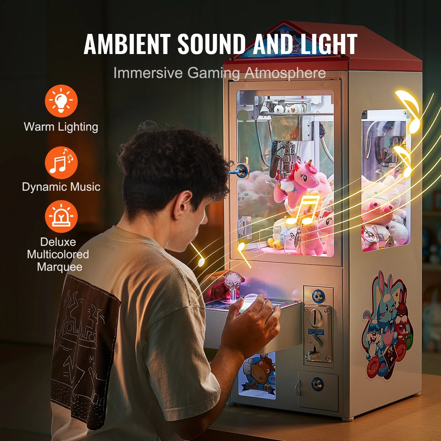 SucceBuy Claw Machine  0-3”Jaw Diameter 0-5”Jaw lifting Crane Prize Grabber Commercial Arcade Game Dispenser Vending Toy For Kid