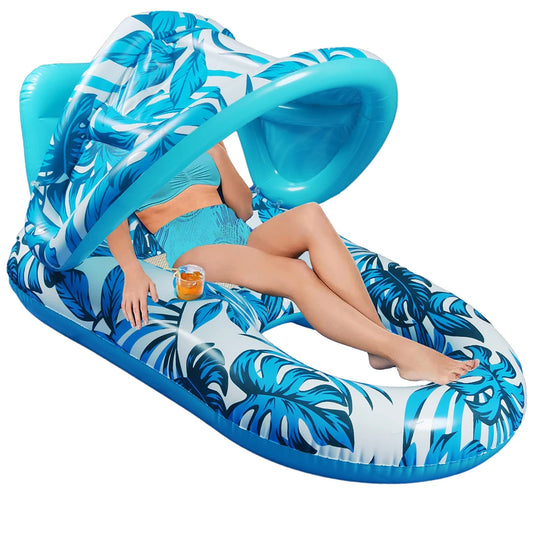 MOJOYCE Inflatable Water Sleeping Bed With Sunshade Floating Lounger