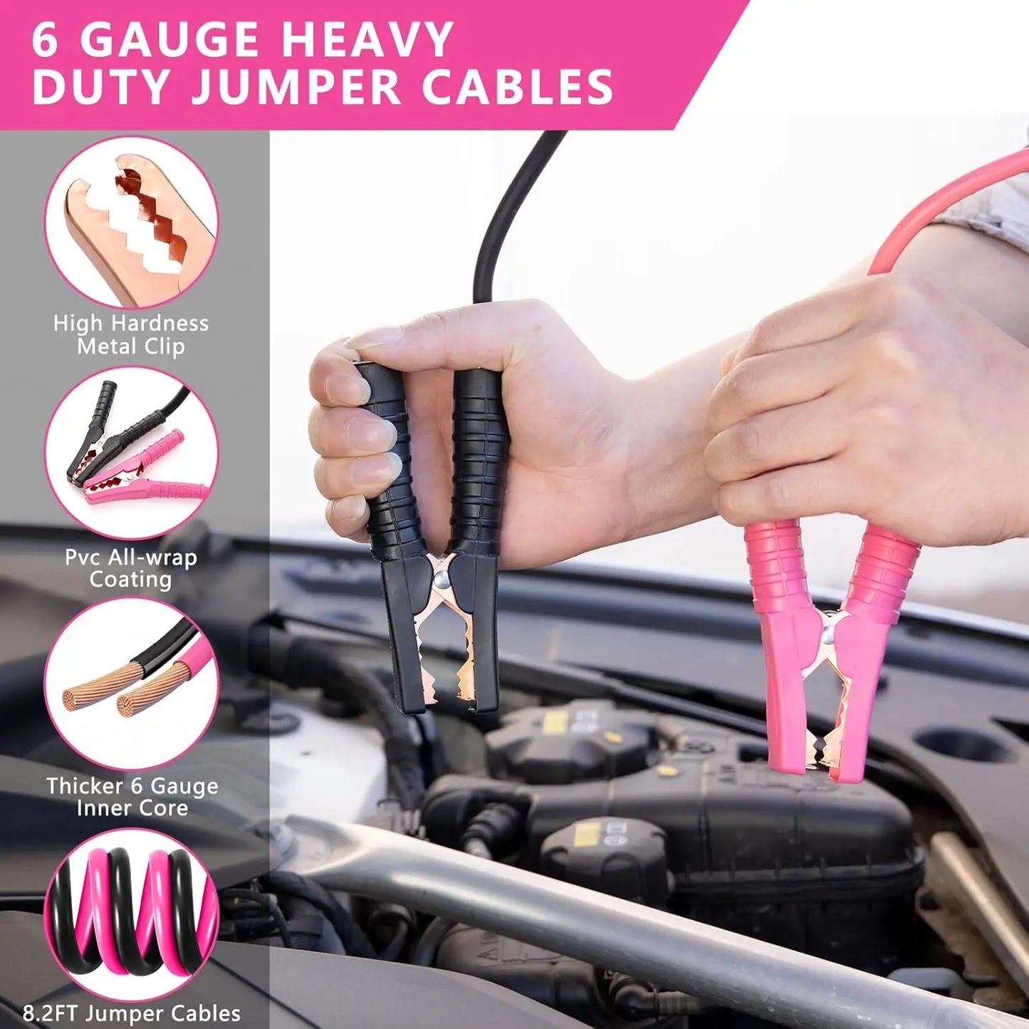 Portable Car Emergency Kit With Jumper Cables First Aid Tools
