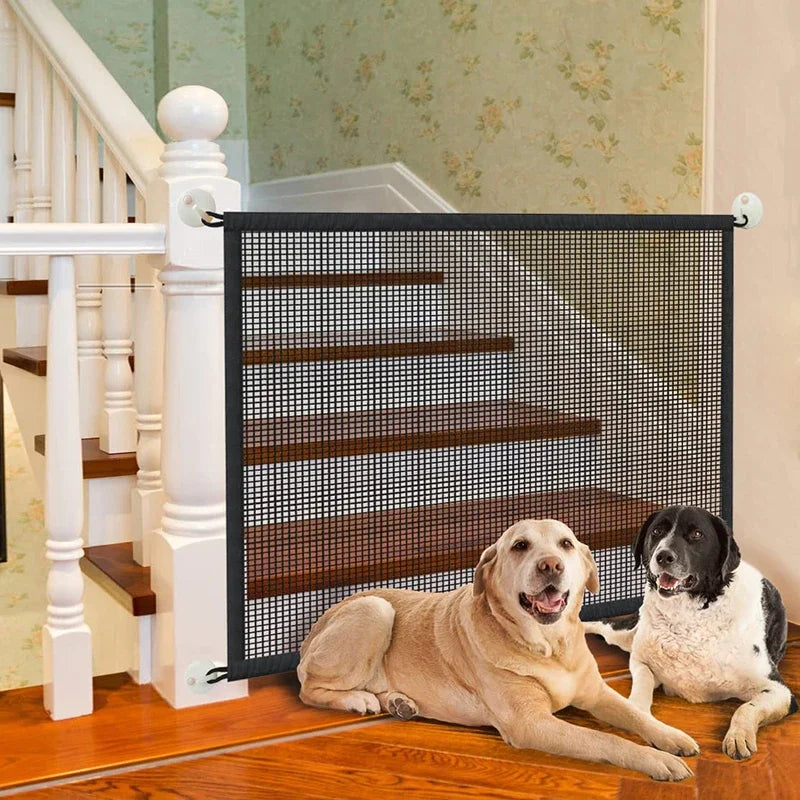 Pet Dog Barrier Fences With 4Pcs Hook Pet Isolated Network Stairs Gate New Folding Breathable Mesh Playpen For Dog Safety Fence by S And B Enterprise