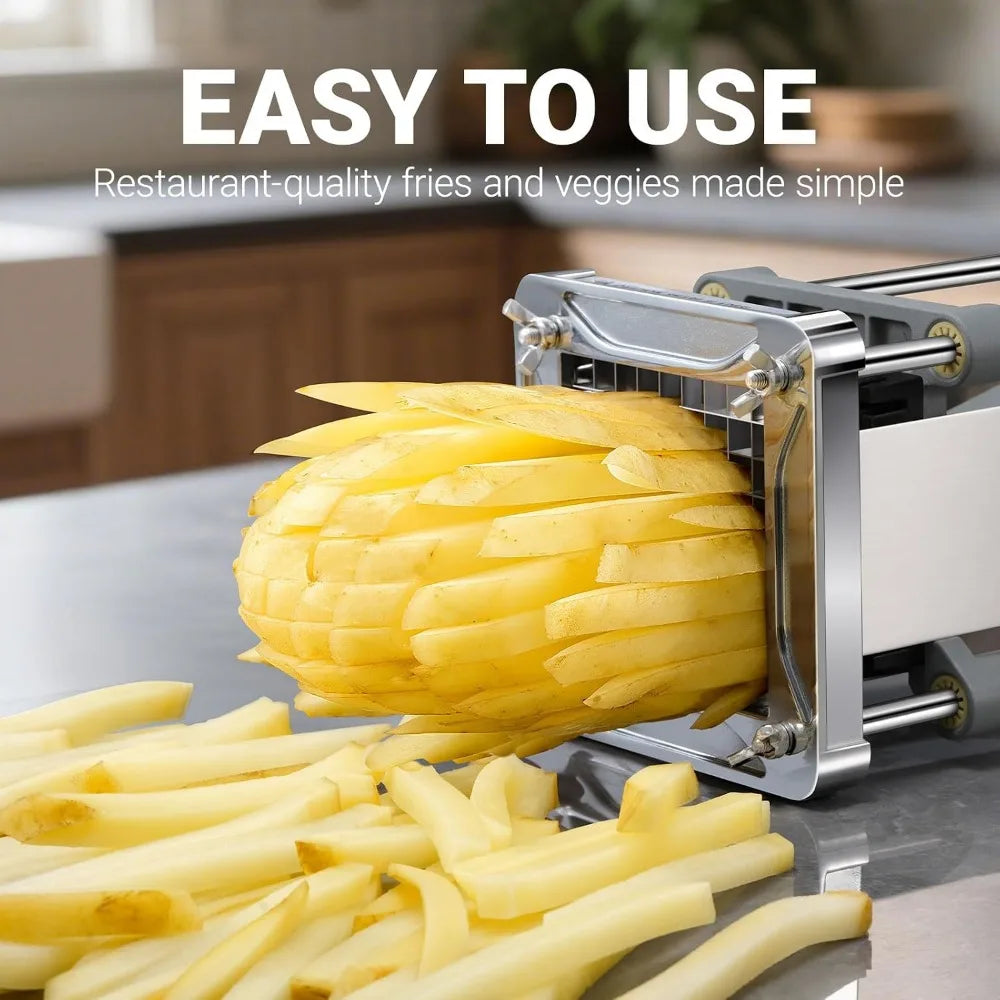 Professional Potato Cutter, Stainless Steel with 3 Interchangeable Blades for Perfect French Fries, Veggies by S And B Enterprise