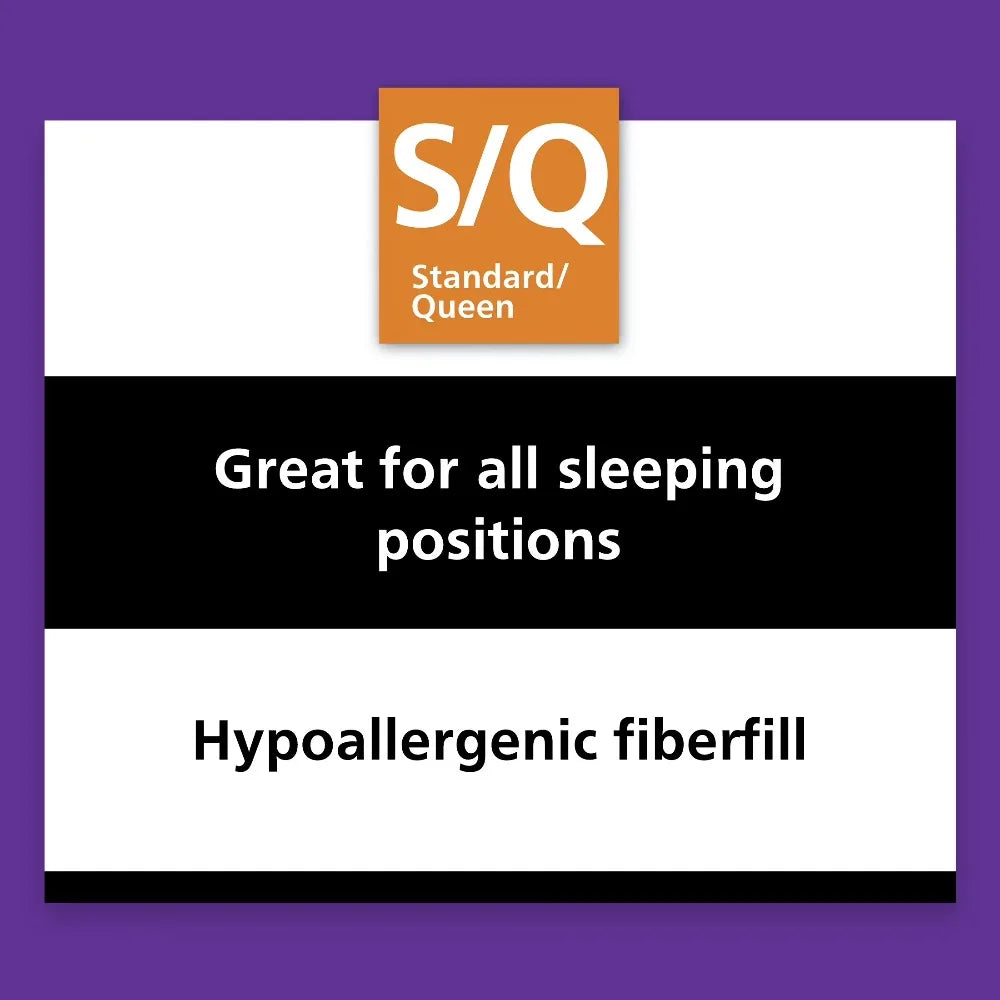 Comfort Complete Bed Pillow standard/queen 2-pack set with hypoallergenic fiberfill; great for all sleeping positions.