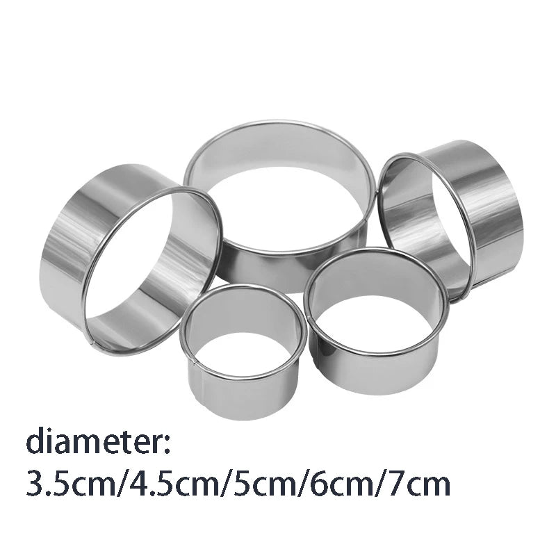 5PCS Round Stainless Steel Biscuit Mold Dumpling Skin Cutting Mold DIY Biscuit Pastry Cake Baking Tools Kitchen Baking Gadget by S And B Enterprise