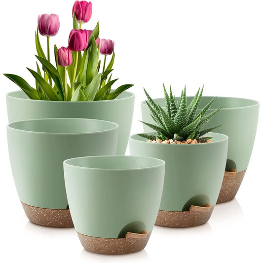 NBVCX Self Watering Plant Pots With Drainage Saucers Indoor Outdoor by S And B Enterprise