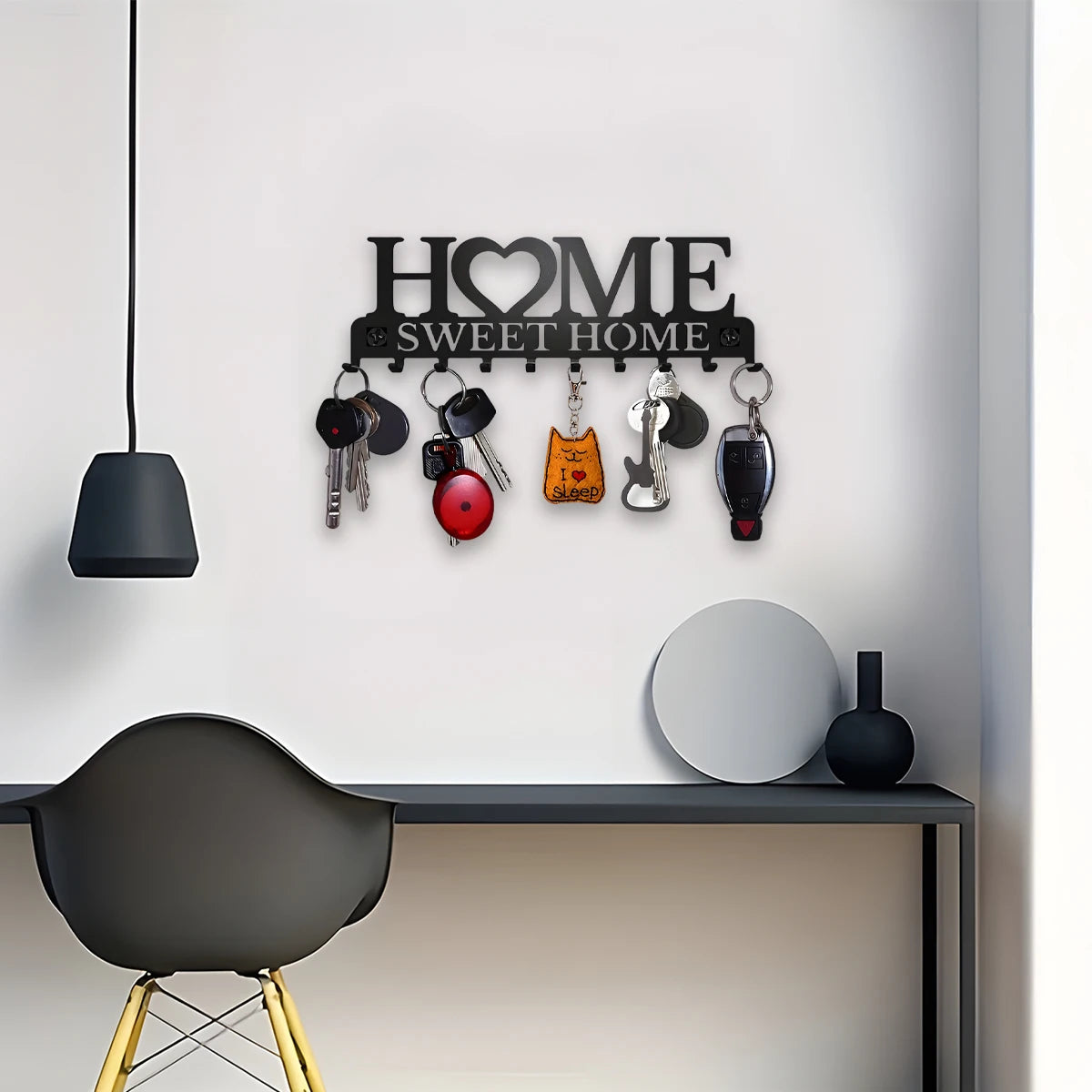 Metal Wall Mount Key Holder With Ten Hooks Design Style by S And B Enterprise