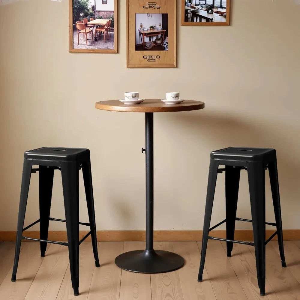 MOYU Metal Bar Stools Set of 4 Backless Industrial Stackable
