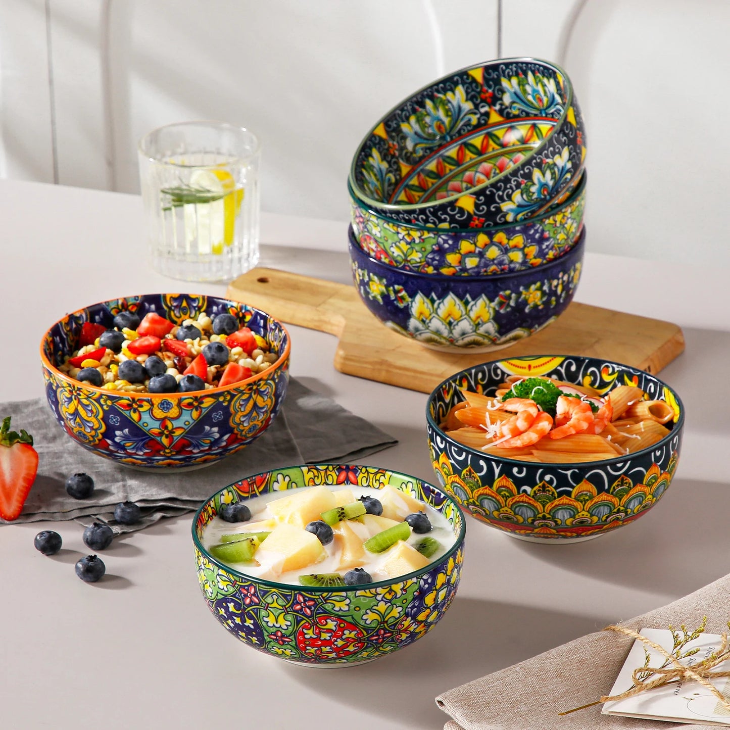 MALACASA Ceramic Bowls Set Bohemian Style Dinnerware