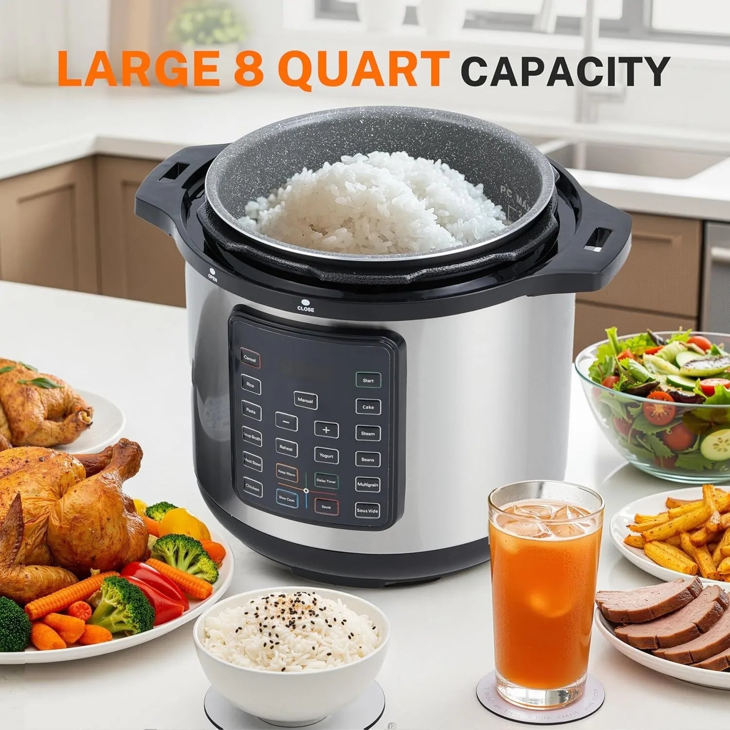 16-in-1 Electric Pressure Cooker,8QT Stainless Steel&Non-Stick Multi Cooker by S And B Enterprise