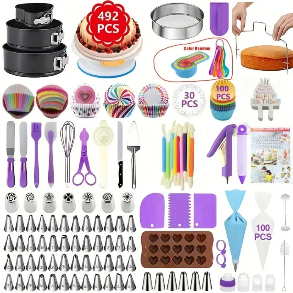 Cake Decorating Kit With Turntable And Piping Tips