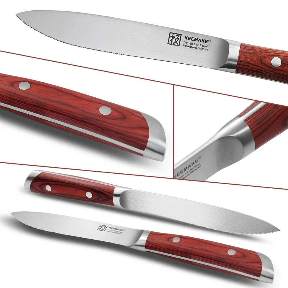 Keemake 4 Piece Stainless Steel Steak Knife Set Ultra Sharp by S And B Enterprise