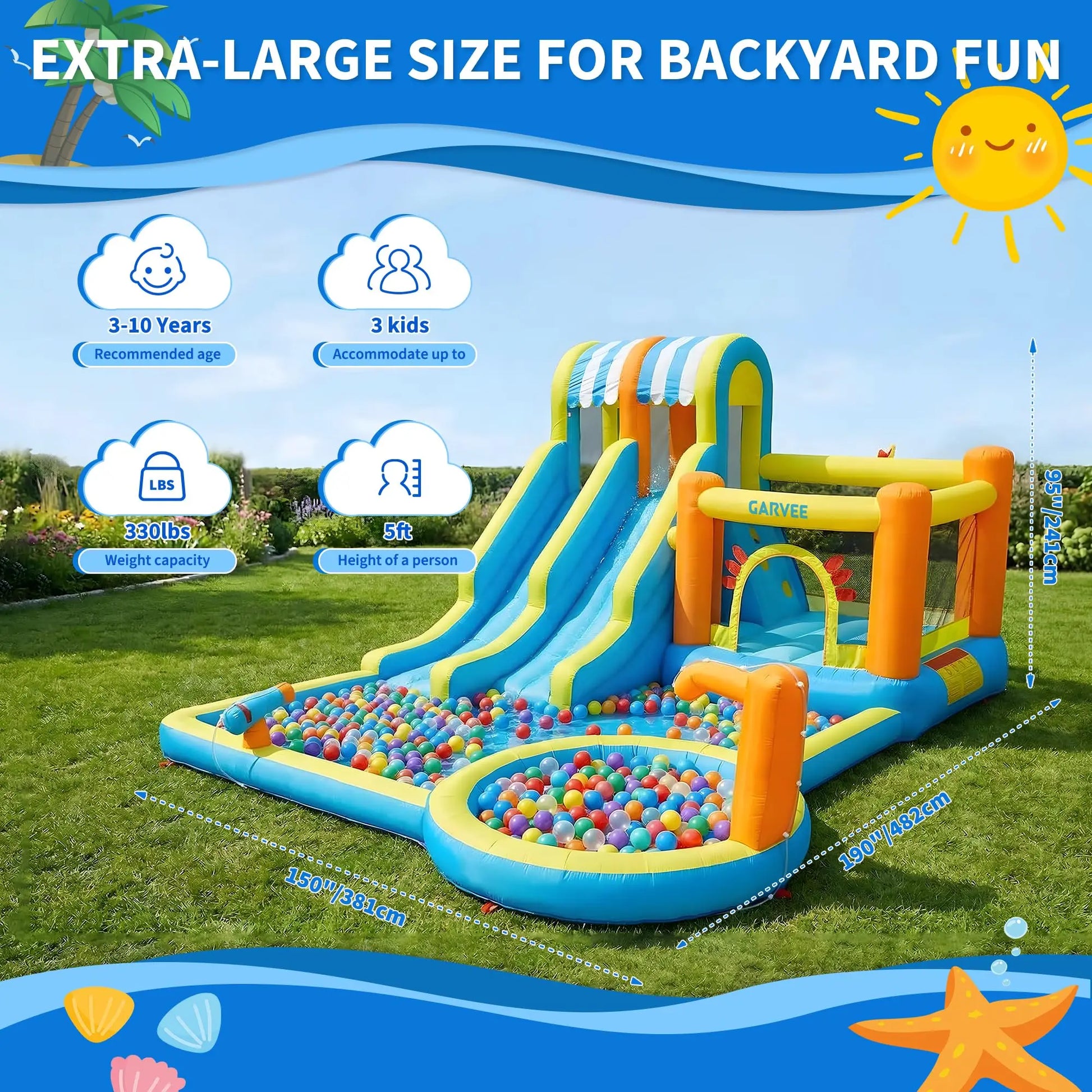 HiMISS Inflatable Water Slide Bounce House 8in1 Backyard by S And B Enterprise