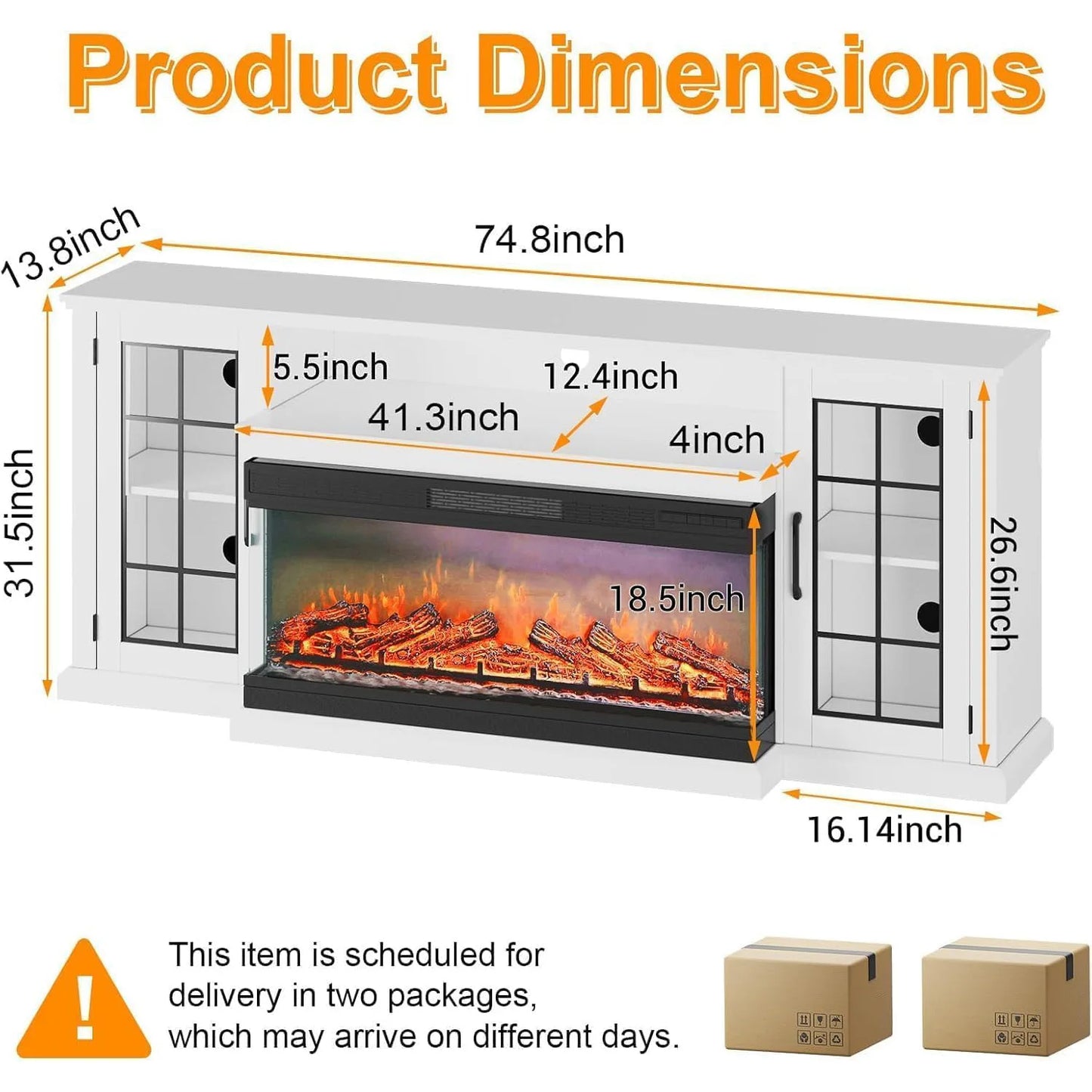 Adoolla Farmhouse Electric Fireplace TV Stand With Storage