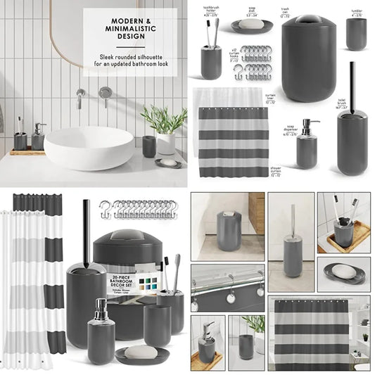 Bamboo Bathroom Accessory Set With Shower Curtain And Liner by S And B Enterprise