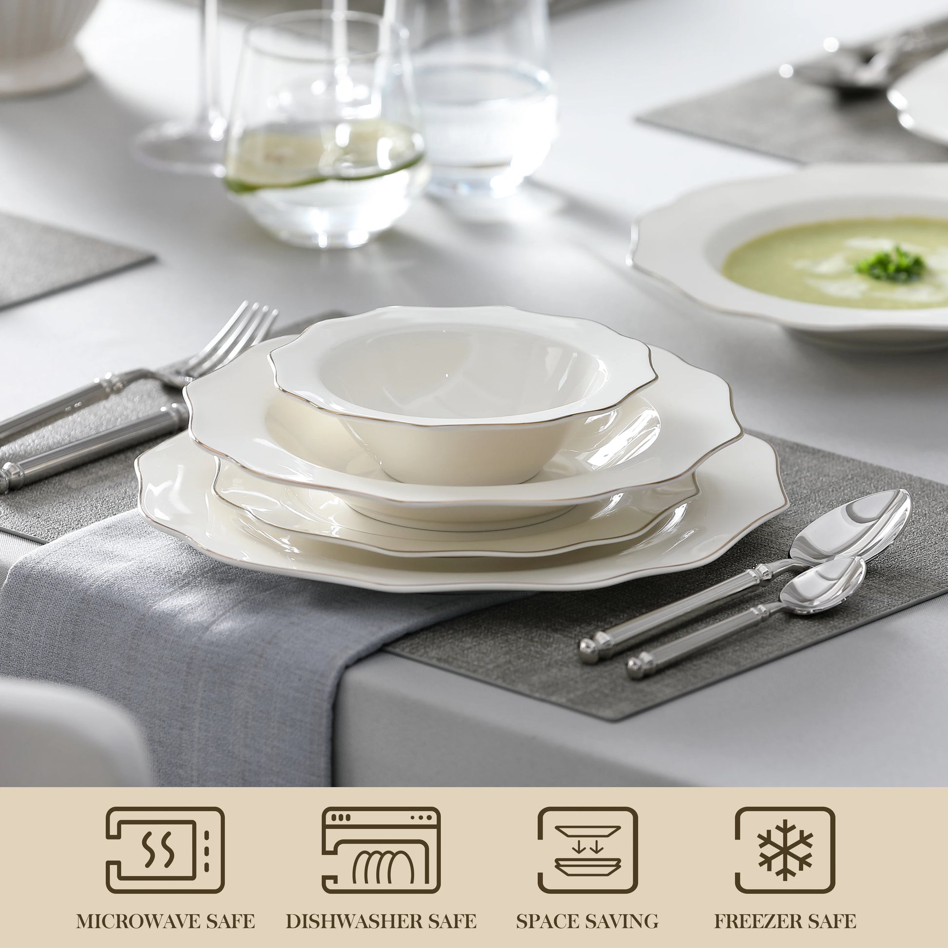 MALACASA Nordic Porcelain Tableware Set With Bowls And Plates by S And B Enterprise