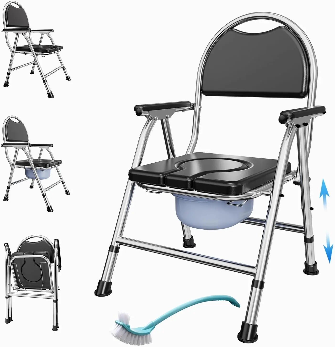XMSJ 4 In 1 Folding Bedside Commode Chair Adjustable Height by S And B Enterprise