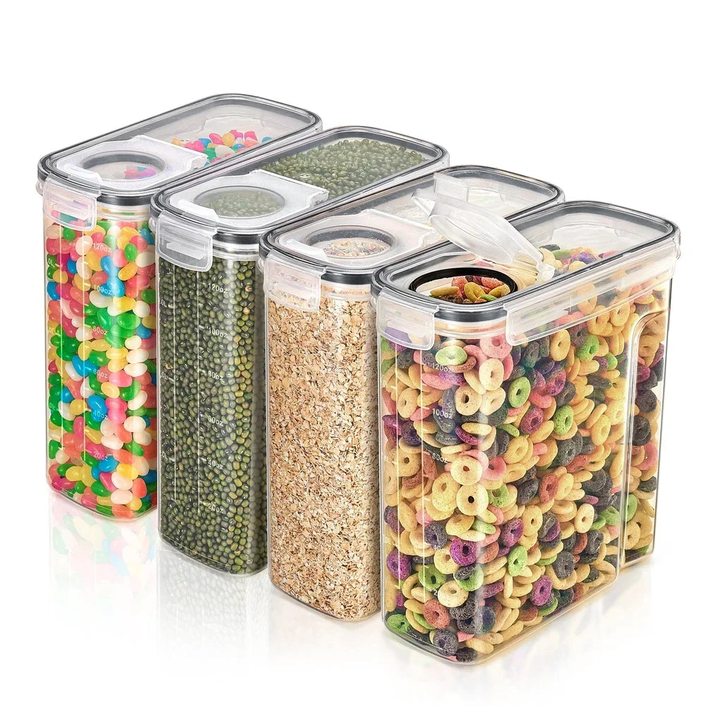Clear Plastic Cereal Dispenser With Pour Spout Pantry Storage